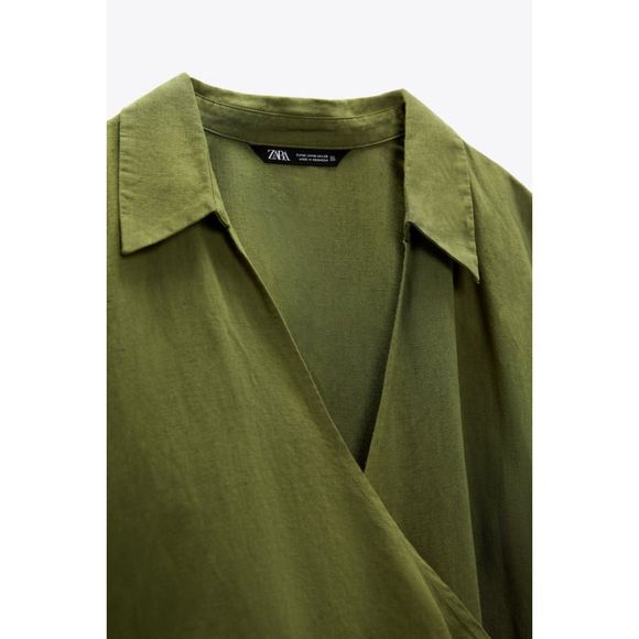 ZARA KNOTTED LINEN BLEND SHORT JUMPSUIT - Picture 5 of 5